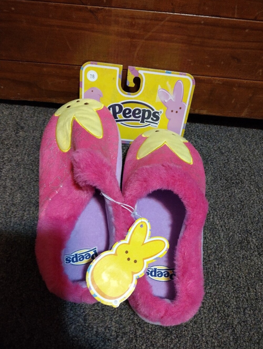 Peeps Women's Pink Plush Bunny Slippers Size 7/8